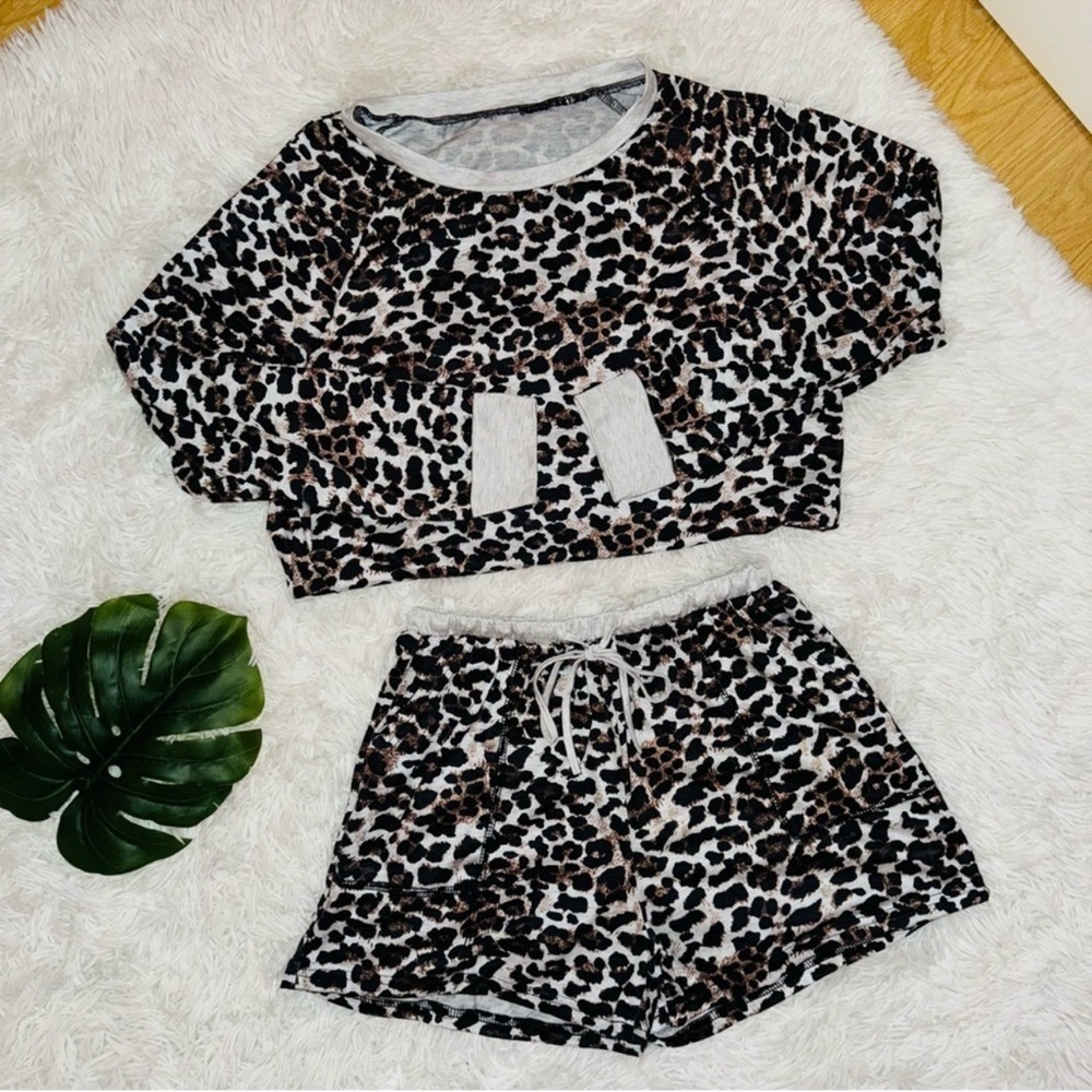 PJ SET | Leopard Print Pajama Set Size Medium